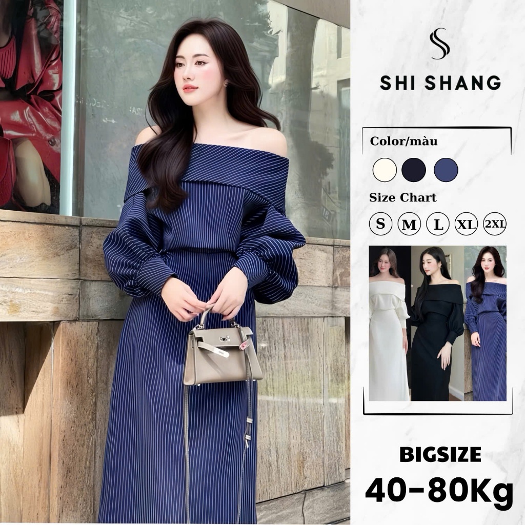 [𝐁𝐚́𝐧 𝐂𝐡ạ𝐲 𝐍𝐡ấ𝐭] Đầm Trễ Vai Dáng Dài, Đầm Dự Tiệc Cao Cấp Sang Trọng Thanh Lịch có Bigsize by 𝐒𝐇𝐈 𝐒𝐇𝐀𝐍𝐆