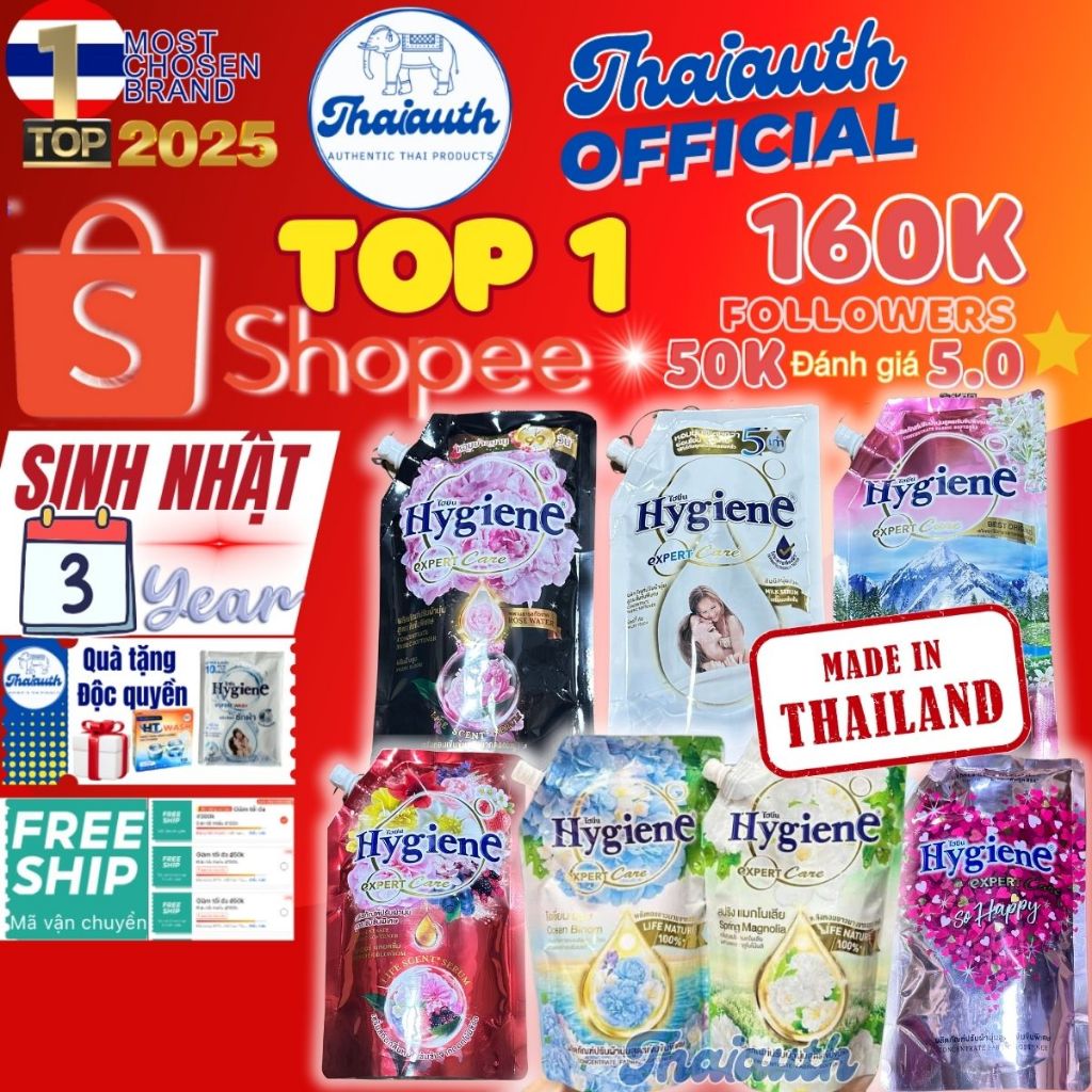 [Hàng Xách Tay] Nước xả vải Hygiene phiên bản Limited Nội Địa Thái Lan 480ml-1100ml siêu thơm và lưu hương cực lâu