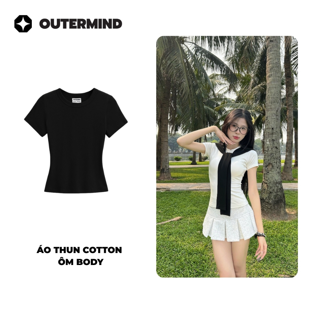 Áo thun ôm body cotton lông mịn co giãn OUTERMIND A100