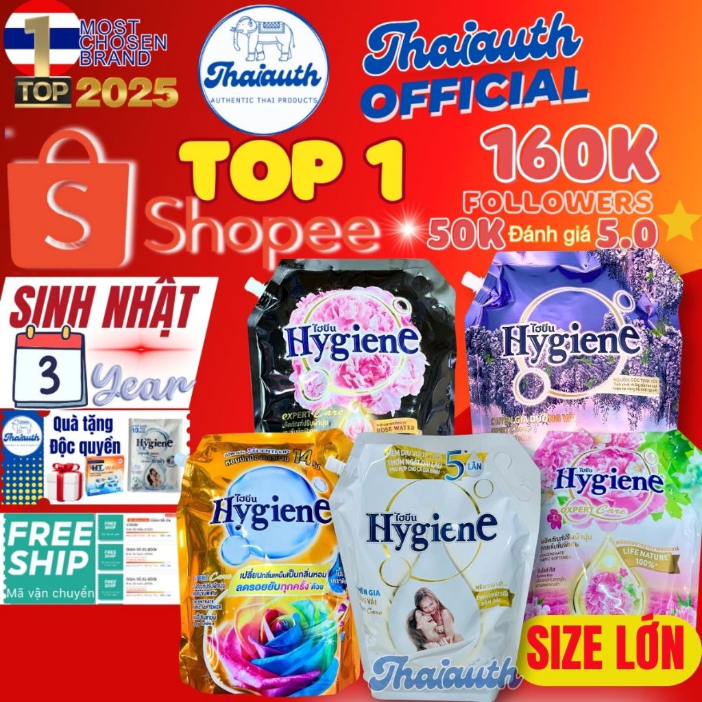 Nước xả vải Hygiene Thái Lan size lớn 2000ml - 2200ml Expert Care