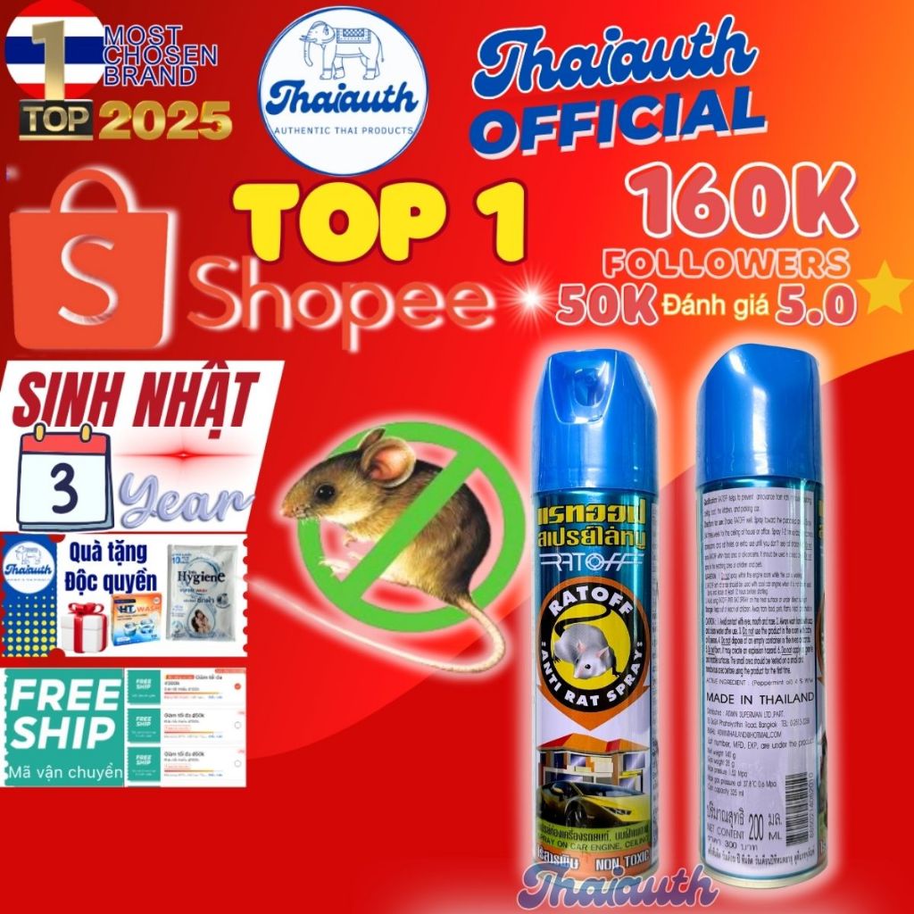 Xịt đuổi chuột RAT OFF Thái Lan 200ml