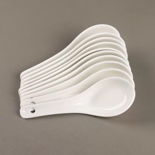 BỘ 10 MUỖNG GỐM SỨ TRẮNG NGÀ - DÙNG CHO NHÀ HÀNG, QUÁN ĂN,...