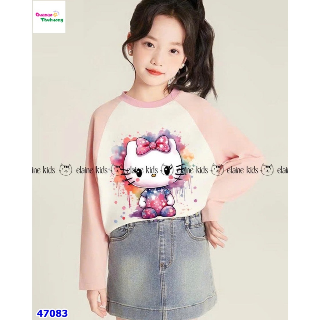 Set váy Elaine hồng Hello Kitty, váy jean