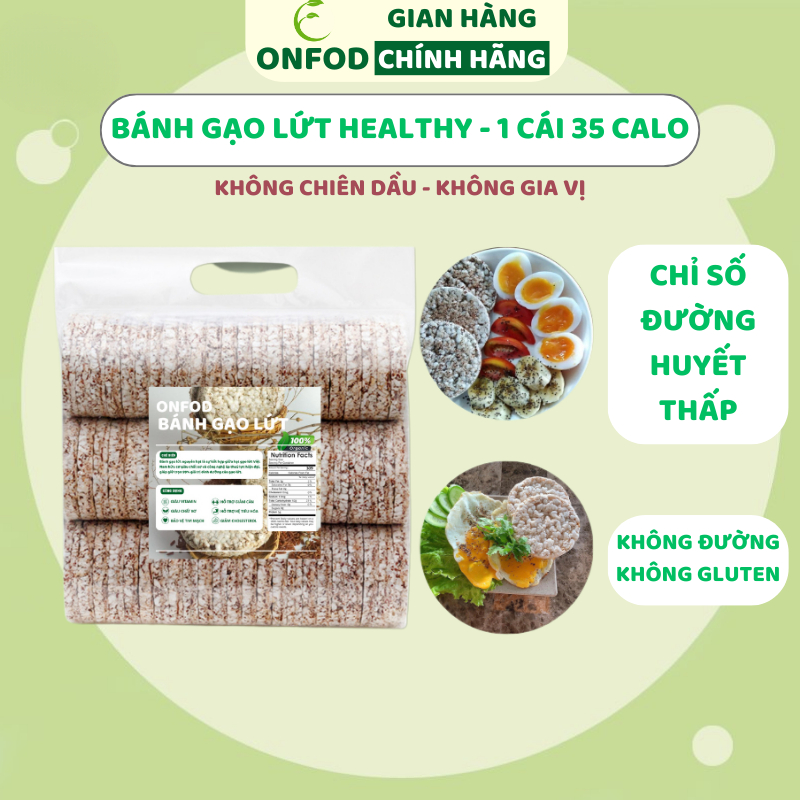 Bánh gạo lứt ONFOD healthy bánh ăn kiêng giảm cân thực dưỡng cho người tập gym, yoga, mẹ bầu 51 cái 500g