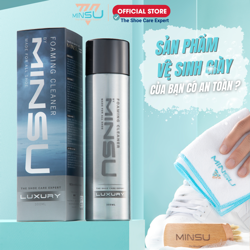 Chai Xịt Vệ Sinh Giày MINSU LUXURY Bọt Tuyết NANO M5955 Giặt Khô Siêu Tốc Bảo Vệ Giày Khỏi Bị Ố Vàng, Phai Màu