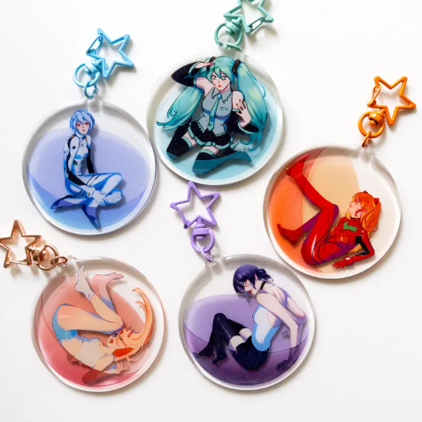 Gacha Girls Anime Acrylic Keychains - Rei, Asuka, Reze, Power