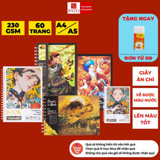 Sổ Sketch Không Kị Tẩy 230GSM 60 Trang, Sổ Vẽ Phác Thảo A4 A5 Ăn Chì, Sổ Vẽ Màu Nước Classmate Global Art, Giấy Có Vân