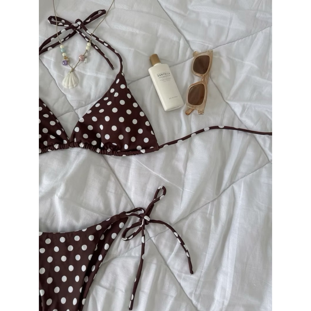 Bikini áo tắm hai mảnh bassi chấm bi nâu quan lot nho siêu sang tôn da hàng cao cấp (TMT sẵn hàng) | BigBuy360 - bigbuy360.vn