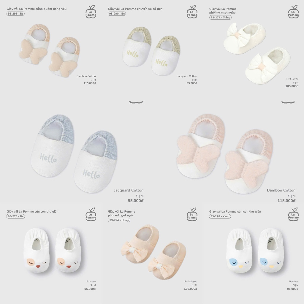 La Pomme Giày Vải Cho Bé Từ Sơ Sinh Mêm Mịn Dễ Thương Nâng Niu Bàn Chân Bé