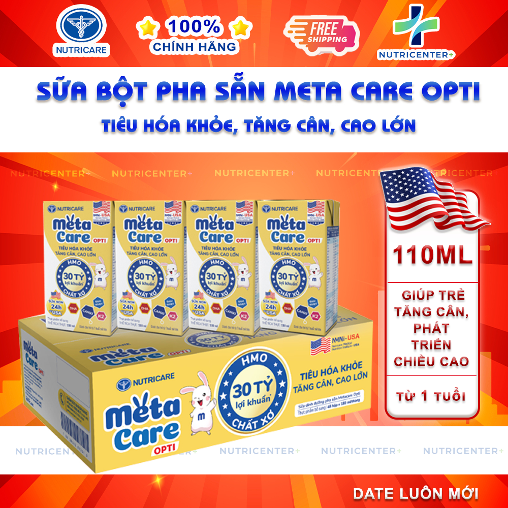 Thùng 48 hộp sữa bột pha sẵn Nutricare Metacare Opti tiêu hóa khỏe, tăng cân, cao lớn -Metacare Nutr