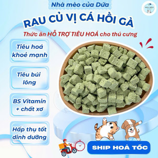 Viên rau xanh vị cá hồi, gà sấy khô dành cho chó, mèo