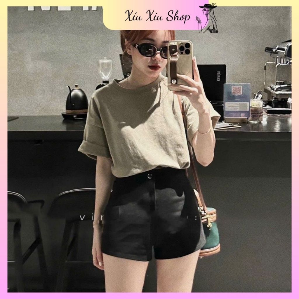 Quần Đùi Nữ Cạp Cao Uni Chất Dày Dặn Form Đẹp Thời Trang Basic – Quần Short Nữ Lưng Cao Dễ Phối Đồ