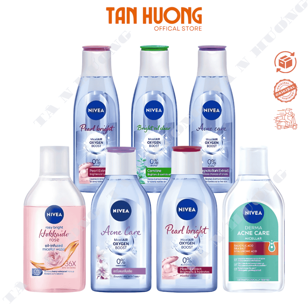 Nước tẩy trang NIVEA Derma Acne Care, Acne Care, Hokkaido Rose, Pearl Bright, Bright Oil Clear (200ml – 400ml)