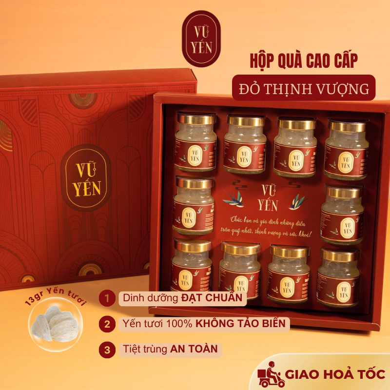 [SET QUÀ] Hộp quà cao cấp yến sào hộp Đỏ Thịnh Vượng - Quà tặng thượng hạng | Vũ Yến Store