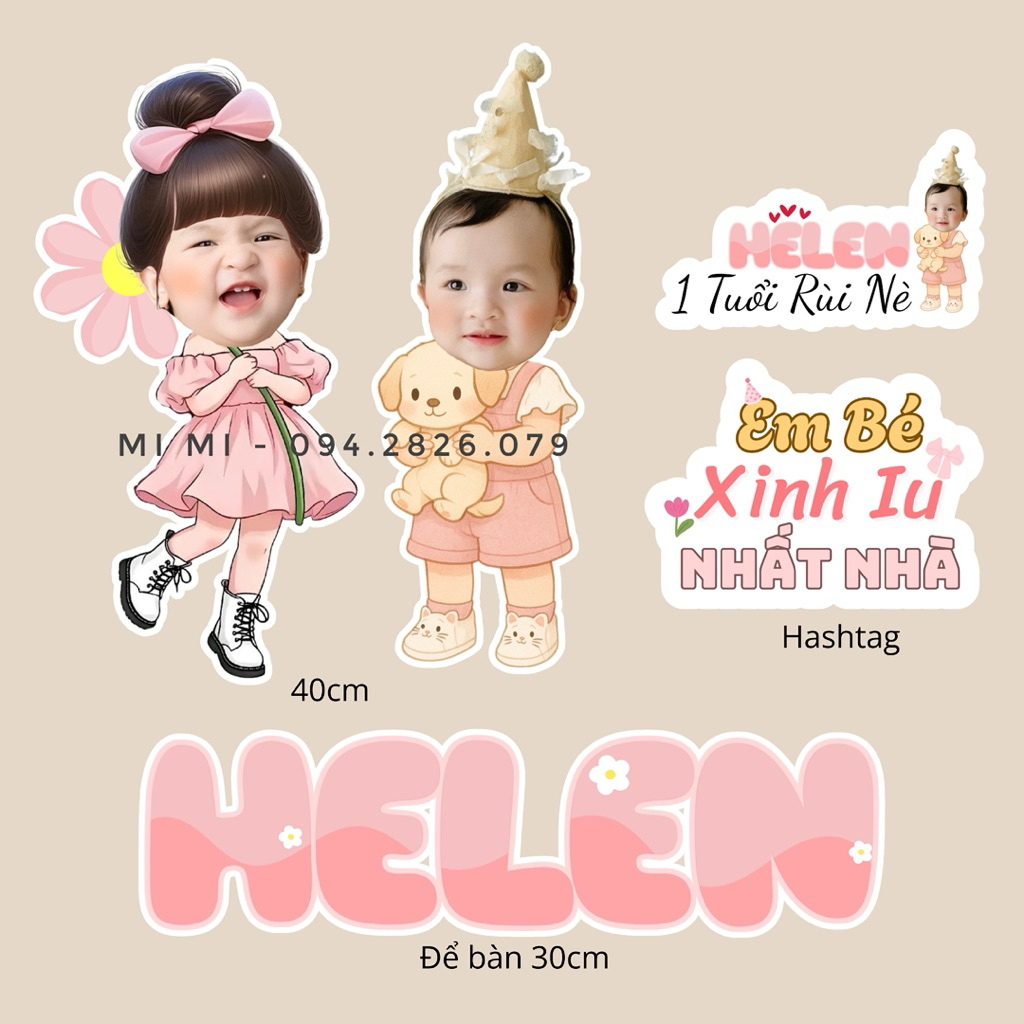 Set Chibi Sinh Nhật Cho Bé Gái