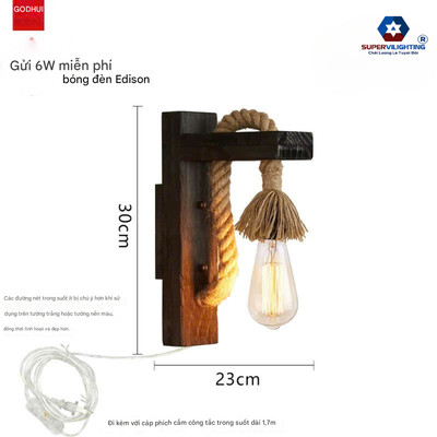 Đèn Gắn Tường Gỗ Vintage - Đèn Treo Tường Trang Trí Nội Thất & Decor Quán Cafe Hiện Đại