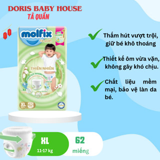 [Qùa cho đơn 339k ] Tã/ Bỉm gói tã bỉm em bé Quần hoặc Dán Molfix đủ size M76/ L68/XL62/XXL56