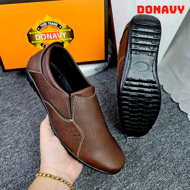 Giày Lười Nam Da DONAVY Cao Cấp, Da Chống Nhăn Thấm Nước Trầy Xước, Đường May Bền Chắc Tinh Tế D.G7L