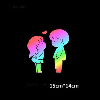 Tem decal 7 màu đôi tình nhân đáng yêu - dán bên kính hông ô tô