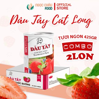   Dâu Mềm Để Làm Mứt - Sinh Tố  Combo 2 Lon Dâu Tây Ngâm Nước Đường Cát Long 425gr 