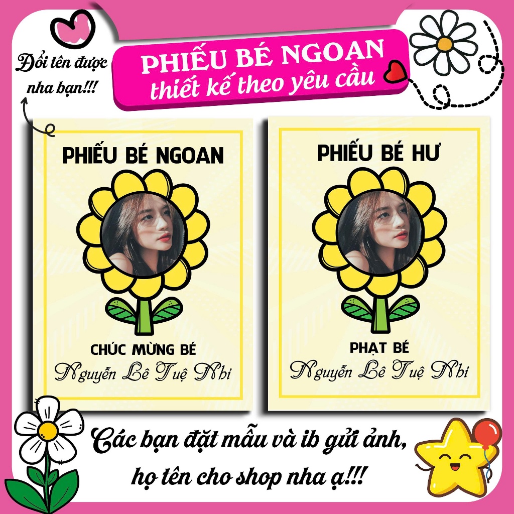 Phiếu Bé Ngoan – Phiếu Vợ (Chồng) Ngoan - Hư – Quà Tặng Cho Người Yêu Cute - In Ảnh & Tên – Dễ Thươn