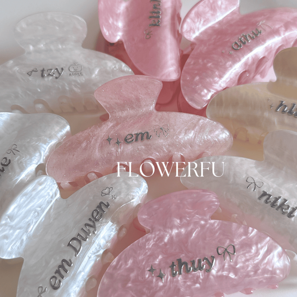 KẸP CUSTOM CHỮ TRÁNG GƯƠNG BẠC Tối Giản