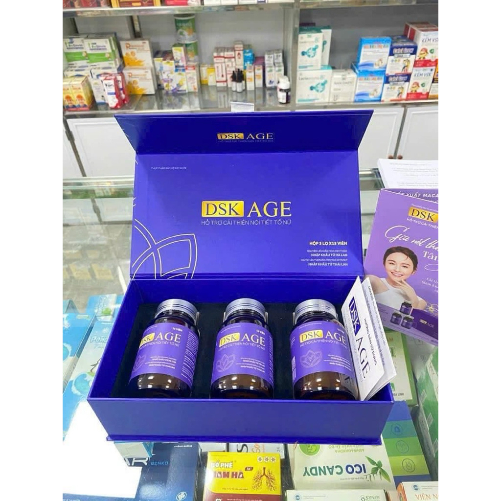 Viên uống DSK AGE [ Hộp 3 lọ ] cải thiện nội tiết tố nữ – Giảm khô hạn, sáng da, an toàn cho u xơ