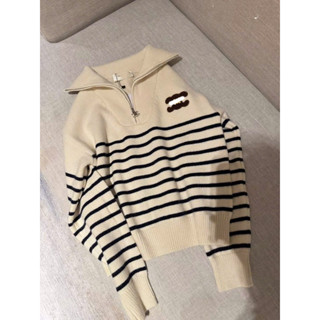  Áo len kéo khoá kẻ ngang tag nổi QCCC 