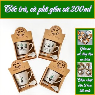  Cốc Sứ Ly Sứ Họa Tiết Dễ Thương Hoạt Hình Đáng Yêu Dung Tích 200ml Kèm Thìa Trang Trí 