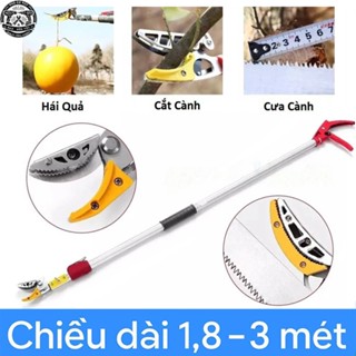  TayThợGiỏi Kéo Cắt Cành Trên Cao 1.5M & 1.8–3M – Cán Hợp Kim Nhôm Lưỡi Thép SK5 Cưa Hái Quả Tặng Kèm 