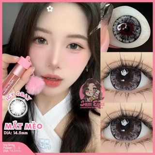   CÓ CẬN 0-6đ  Kính Áp Tròng Xám Mắt Mèo Giãn Tròng 14.5mm - Lens Icy Gray - Sam Eyes-Dreamoon Lens Trung 