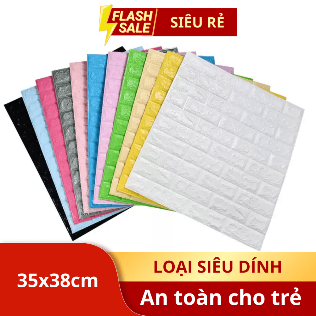 Miếng Dán Tường Xốp Giả Gạch 3D có sẵn keo dính cách âm cách nhiệt ghép giả đá gỗ phòng khách ngủ tắm trần nhà giá rẻ