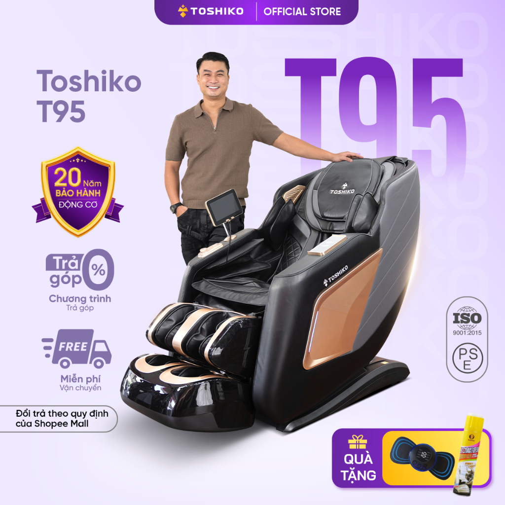 Ghế massage trị liệu toàn thân Toshiko T95 công nghệ con lăn 4D cao cấp giúp thư giãn toàn diện