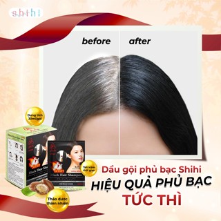  Dầu gội đen phủ bạc thảo dược Hàn Quốc SHIHI phủ bạc tóc đen gội là đen,dầu gội nhuộm đen tự nhiên 