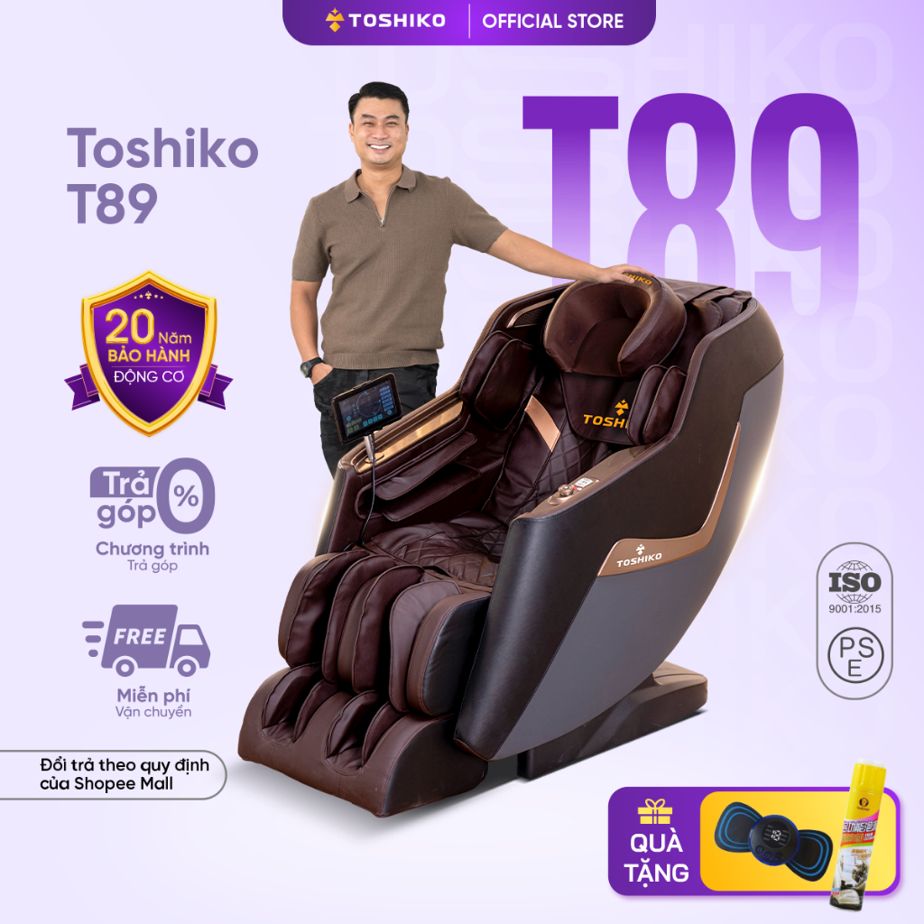 Ghế massage Toshiko T89 công nghệ con lăn massage 4D cao cấp hỗ trợ điều khiển giọng nói Tiếng Việt