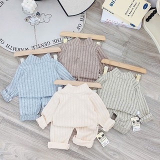   BỘ DÀY  bộ quần áo cổ cao dài tay thu đông chất liệu len tăm họa tiết đơn giản cho bé trai size 6-16kg Thun 