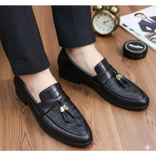 Giầy Tây Nam Đế Cao,Giầy Lười Nam Dự Tiệc Dập Vân Cá Sấu Điểm Chuông Vàng Bắt Mắt