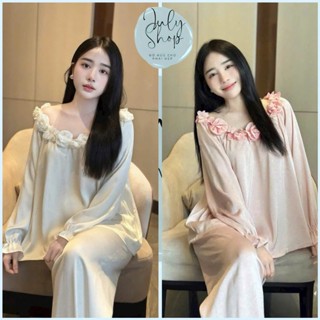  <58kg Đồ Ngủ Nữ Đồ Bộ Tiểu Thư JULY Cổ Viền Hoa Hồng Xinh Xắn Chất Lụa Latin Mịn Mượt Freesize 