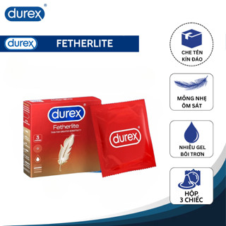 Bao cao su siêu mỏng Durex Fetherlite nhiều gel chính hãng hộp 3 bao