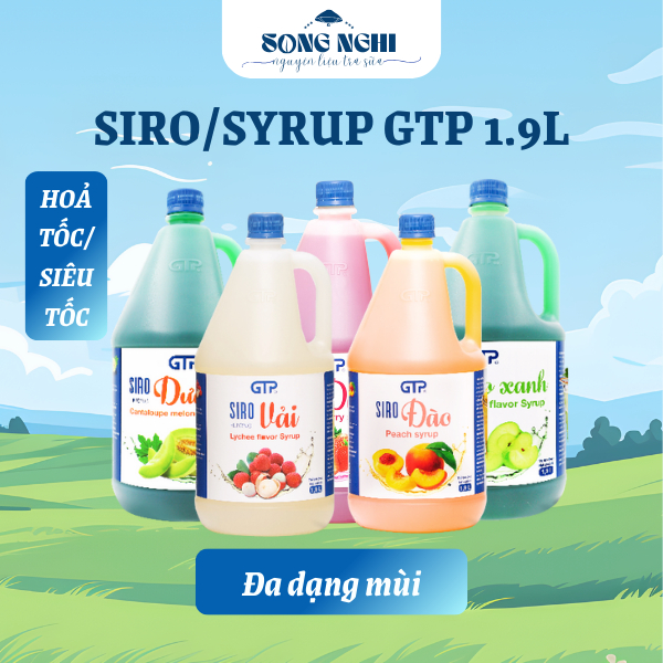 Syrup Siro GTP 1.9L các mùi siro đào, siro dâu/ vải/ táo/ kiwi/ việt quất siro ổi siro gtp