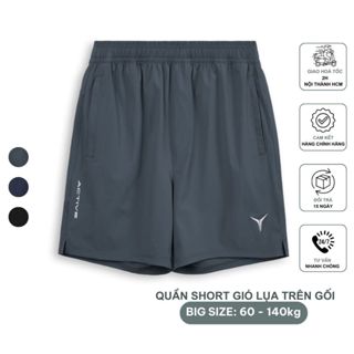  Quần short đùi nam thể thao tập gym,chạy bộ chất gió lụa cao cấp co giãn 4 chiều form trên gối có bigsize 140kg  ACTIVE 