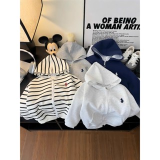 Áo Khoác Nỉ Trẻ Em Có Khoá Thêu Ngựa Dành Cho Bé Trai Bé Gái Size Từ 11 -42kg , Chất Liệu Nỉ 2 Da  Ấm Áp ( áo khoác )