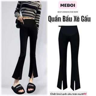 Quần bầu ống loe Xẻ Gấu chất Umi Lạnh cao cấp co giãn 4 chiều U4