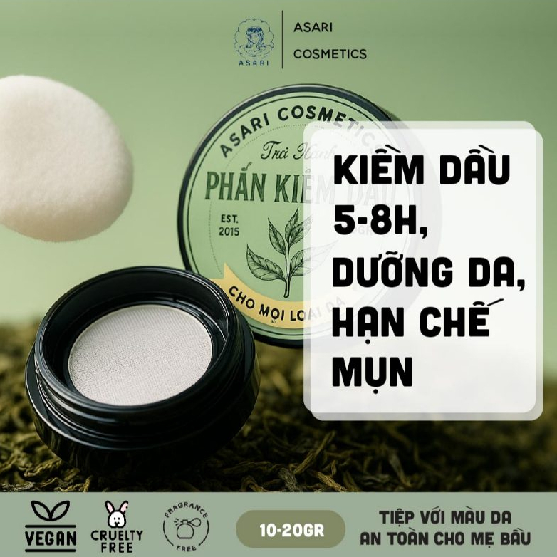 [10-20gr] Phấn kiềm dầu, dưỡng da,hạn chế mụn cho mọi loại da handmade Asari Cosmetics