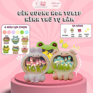 Đèn gương hoa tulip hình thú tự làm quà tặng dễ thương cho người yêu