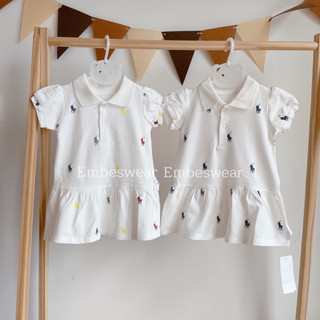  Đầm Váy Polo bé gái tay ngắn thêu ngựa xuất dư cho bé gái từ 7-15kg 