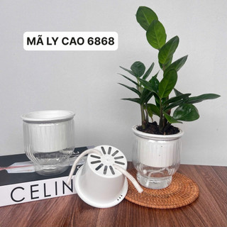💥RẺ VÀ ĐẸP !!☄️COMBO 2 Chậu thuỷ sinh tự tưới, chậu trồng cây và hoa, trang trí bàn làm việc, phòng khách kt 11x13cm
