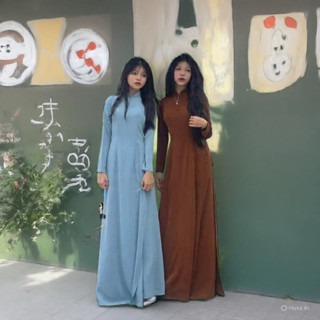 Áo dài đi Chùa vải lụa mỹ cao cấp mềm mịn mát, form dáng truyền thống cổ trụ tay dài - CẢ BỘ QUẦN ÁO CÙNG MÀU