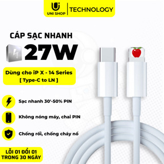 Dây Cáp Sạc Nhanh 20W Type C to LN  Chống Đứt Rối, Dây Sạc Điện Thoại Thông Minh Cho ip Bảo Hành 12 Tháng Uni Shop