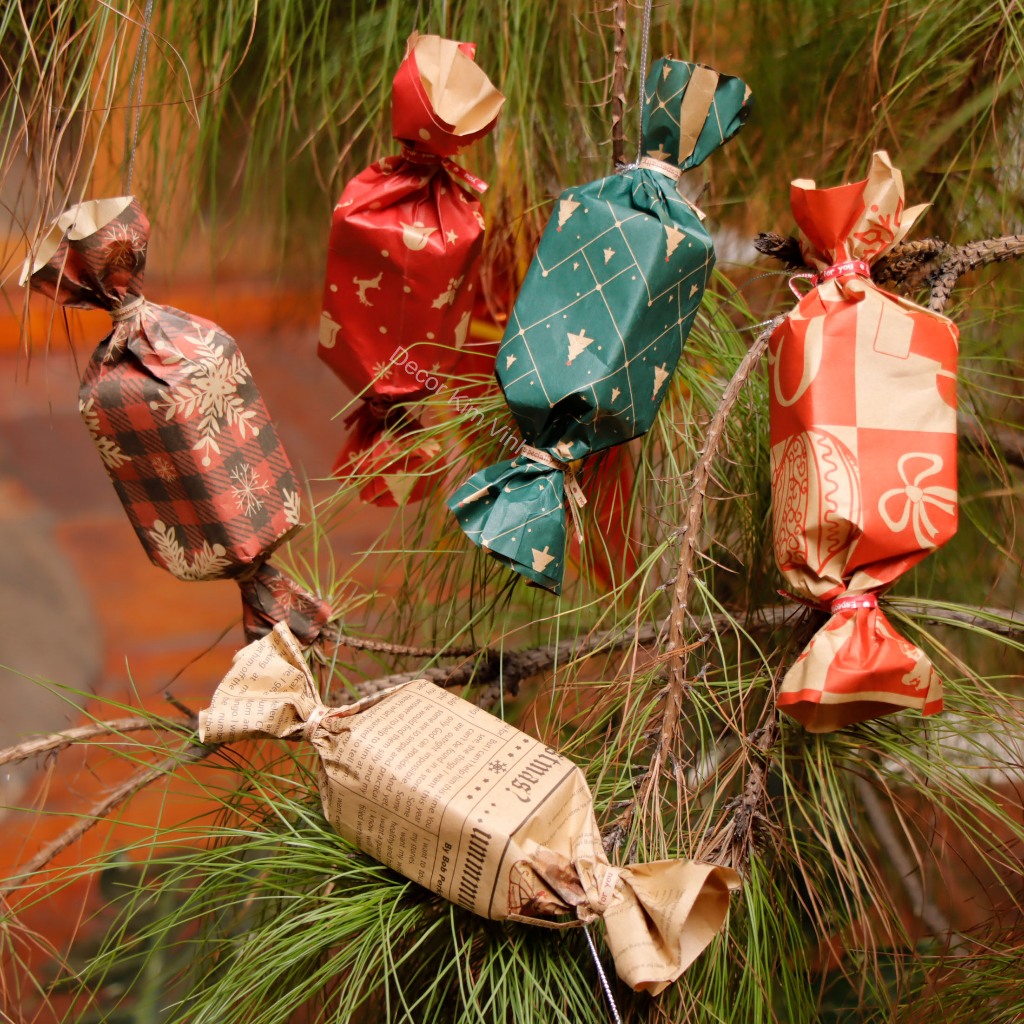 Set 5 Kẹo Giáng Sinh Kẹo Giấy Noel KEO02 Trang Trí Cây Thông